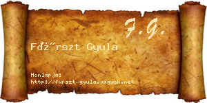 Fürszt Gyula névjegykártya